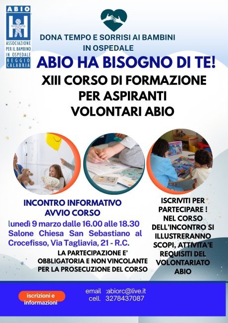 Training course ABIO volunteers - Corso di formazione volontari ABIO 2026