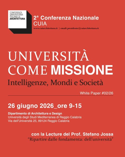 2nd National Conference of the Italian Universities of Architecture (CUIA): "The University as a Mission" 2026