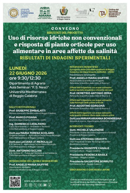 AgrariaUniRC | Scientific Conference on Unconventional Water Resources and Agriculture 2026